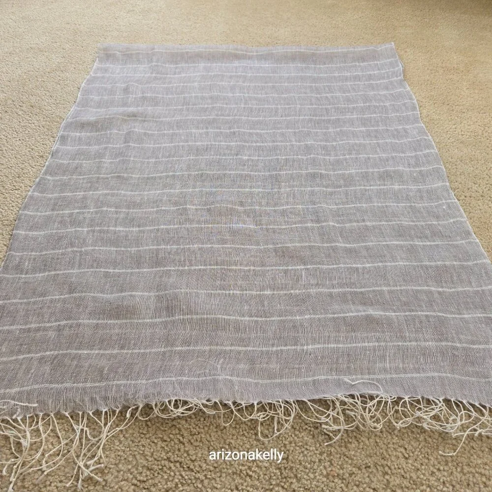 Linen Scarf Tan With White Stripes